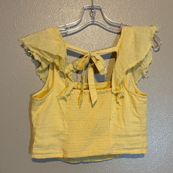 True Craft Yellow Ruffle Crop Top - Picture 2 of 3